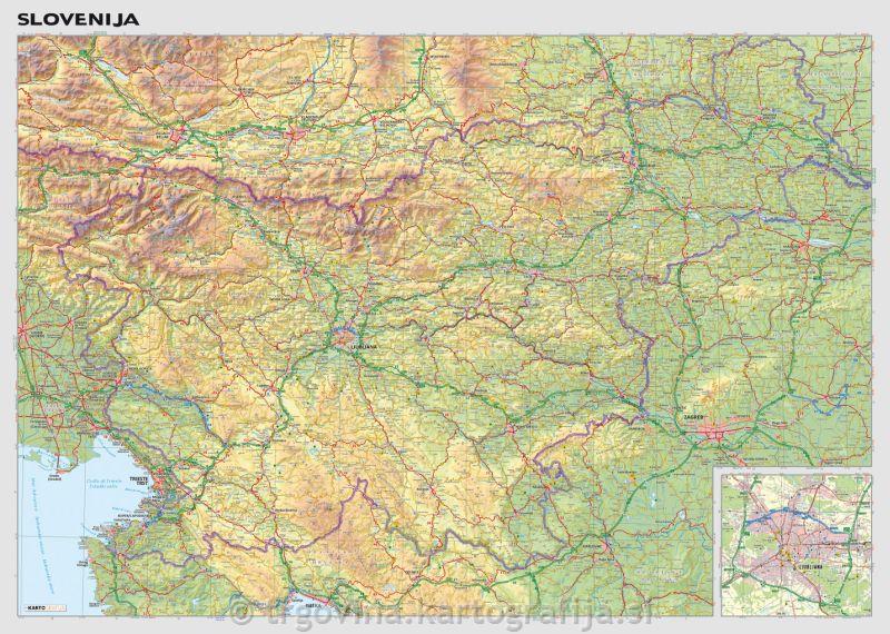 Avtokarta SLOVENIJA, stenska karta 121 x 92 cm, gloss papir