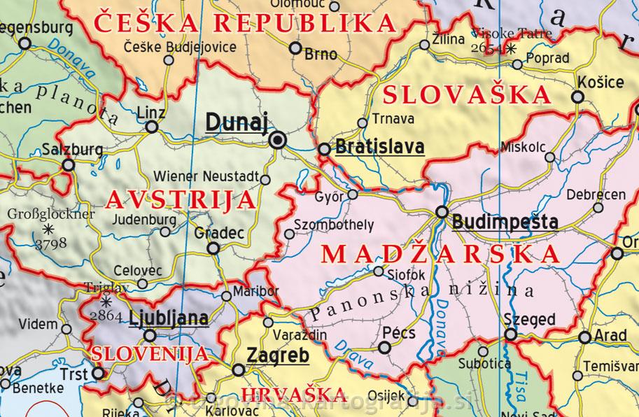 Evropa, stenska politična karta, 120x84 cm, glos papir