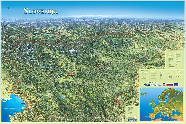 Panoramska karta Slovenije 70 x 50 cm