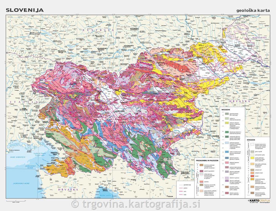 Geološka karta Slovenije, 158x121 cm