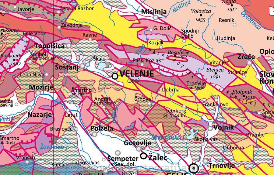 Geološka karta Slovenije, 158x121 cm