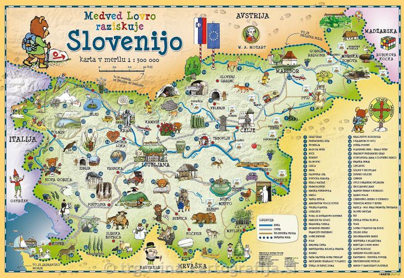 ZGIBANKA otroški zemljevid SLOVENIJA - Medved Lovro raziskuje Slovenijo