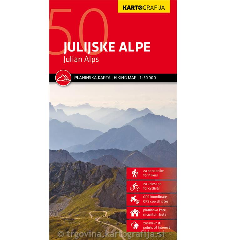 Julijske alpe 1:50T planinska karta, 2025