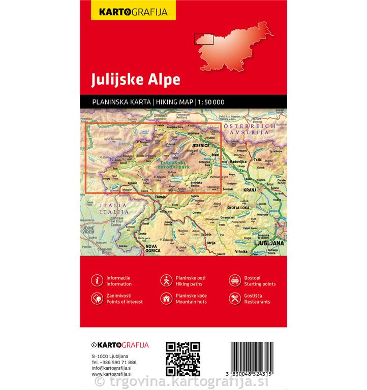 Julijske alpe 1:50T planinska karta, 2025