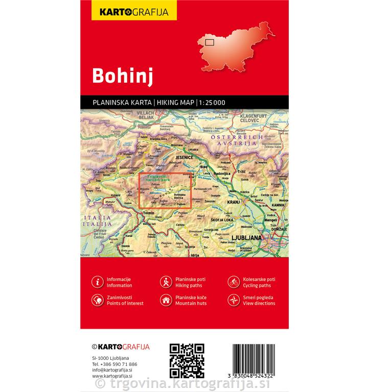 Bohinj 1:25.000, planinska karta, 2025