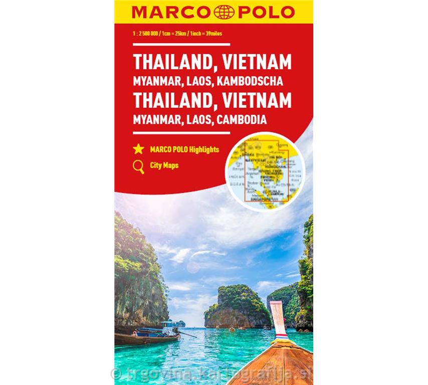 Tajska, Vietnam, Laos, avtoakarta 1:2.5mio 2023