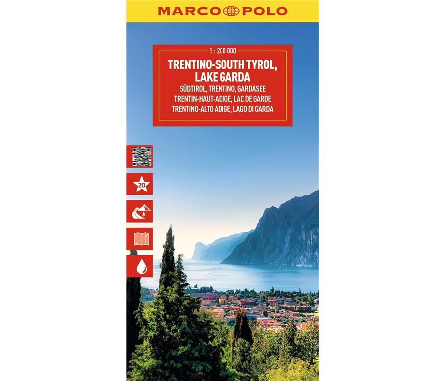 Tirolska, Trentino, Gardsko jezero 1:200.000, avtokarta Italija Sever, 2025