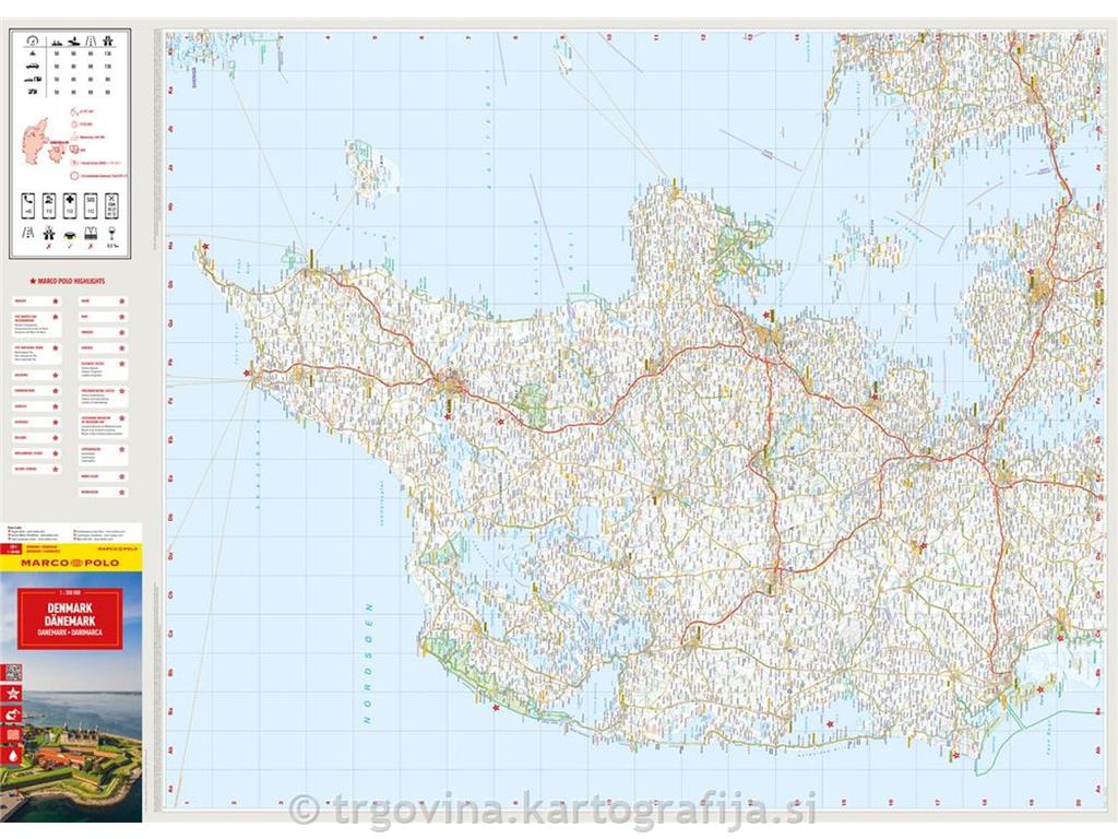 Danska, avtokarta 1:350.000, 2025
