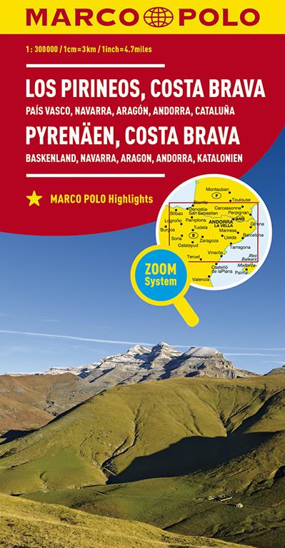 Španija SV: Pireneji, Costa Brava, Navarra, Andorra, avtokarta 1:300.000