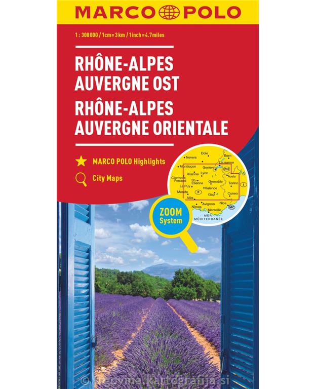 Rhône-Alpes, Auvergne vzhod 1:300.000