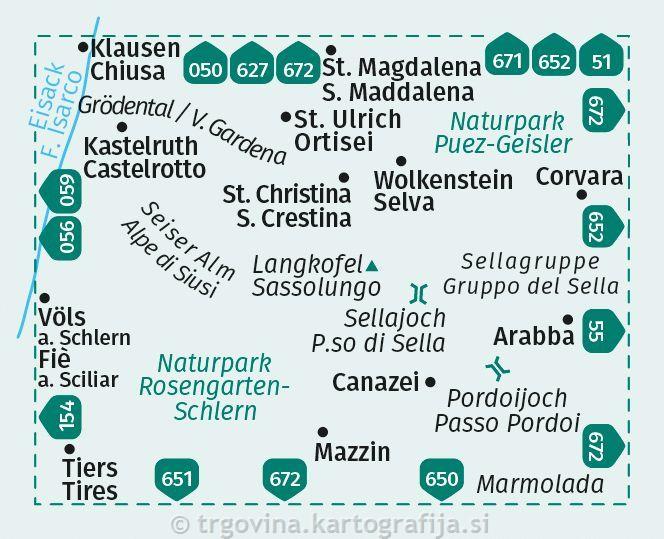 Gröden, Val Gardena, Sella, Canazei, 1:25.000, št. 616