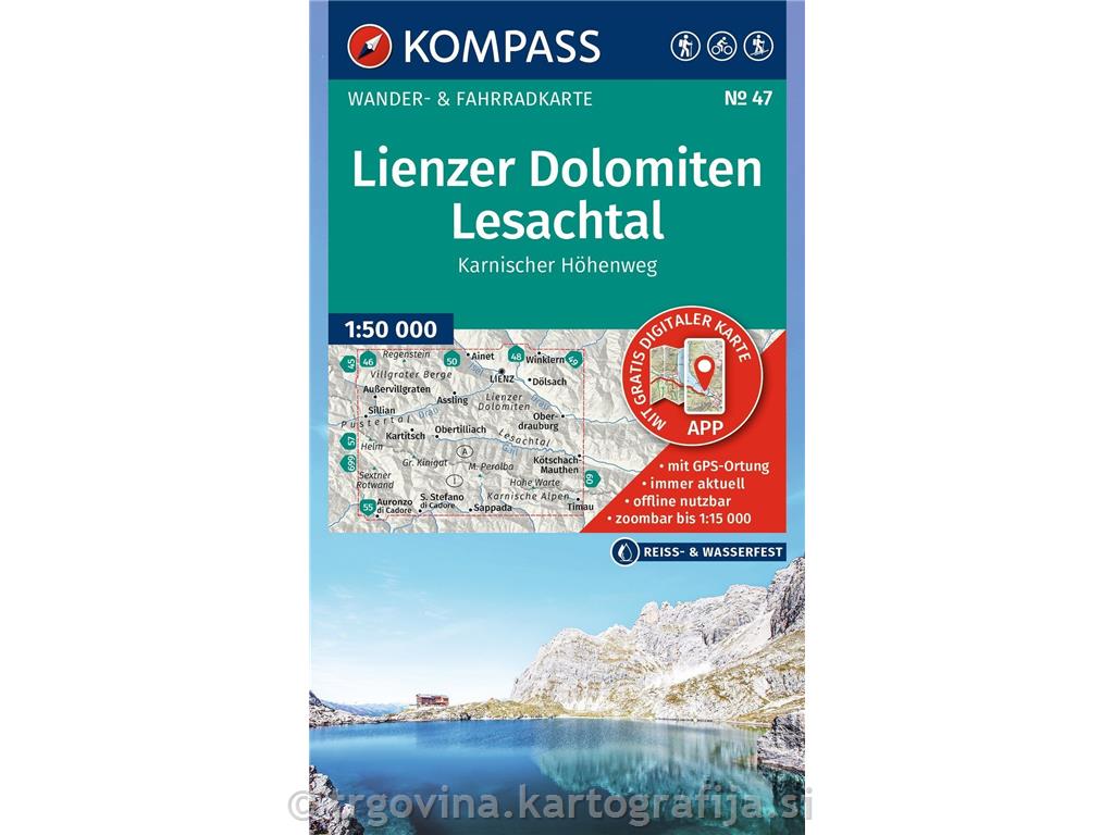 Lienzer Dolomiten, Lesachtal, Karnischer Höhenweg 1:50.000, št 47