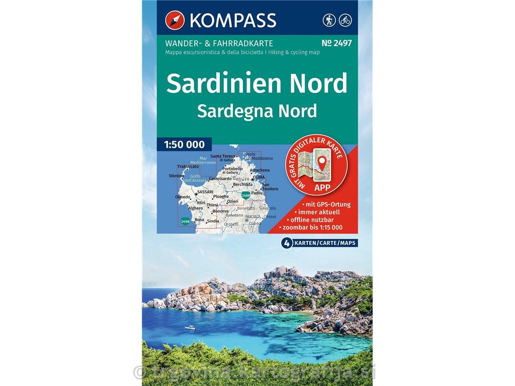 Sardinija SEVER, pohodniška karta 1:50.000