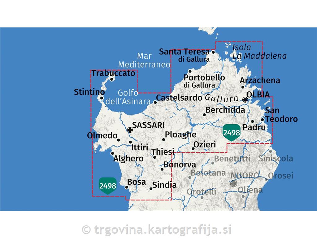 Sardinija SEVER, pohodniška karta 1:50.000