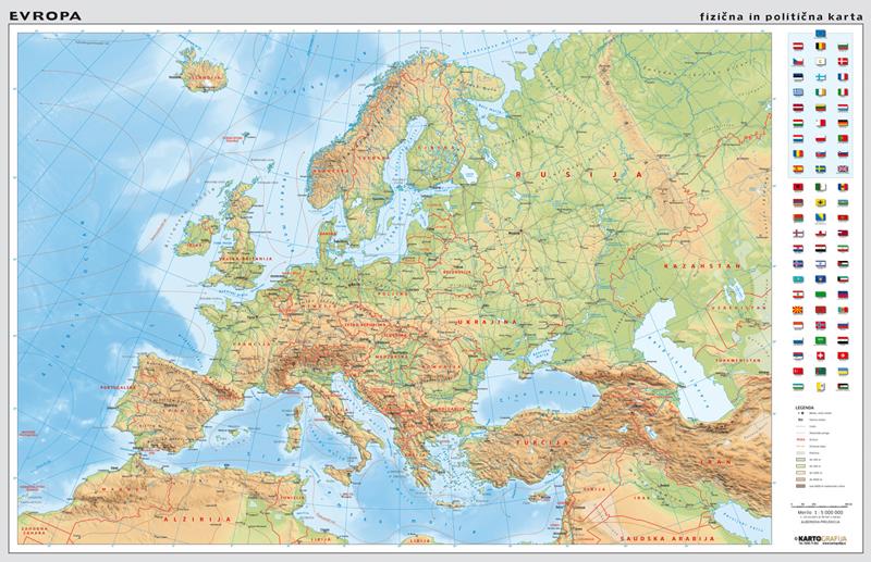 karta zemljevid evrope Evropa Stenski Zemljevid Solska Karta 1 5m 158x108 Cm Kartografija Si karta zemljevid evrope